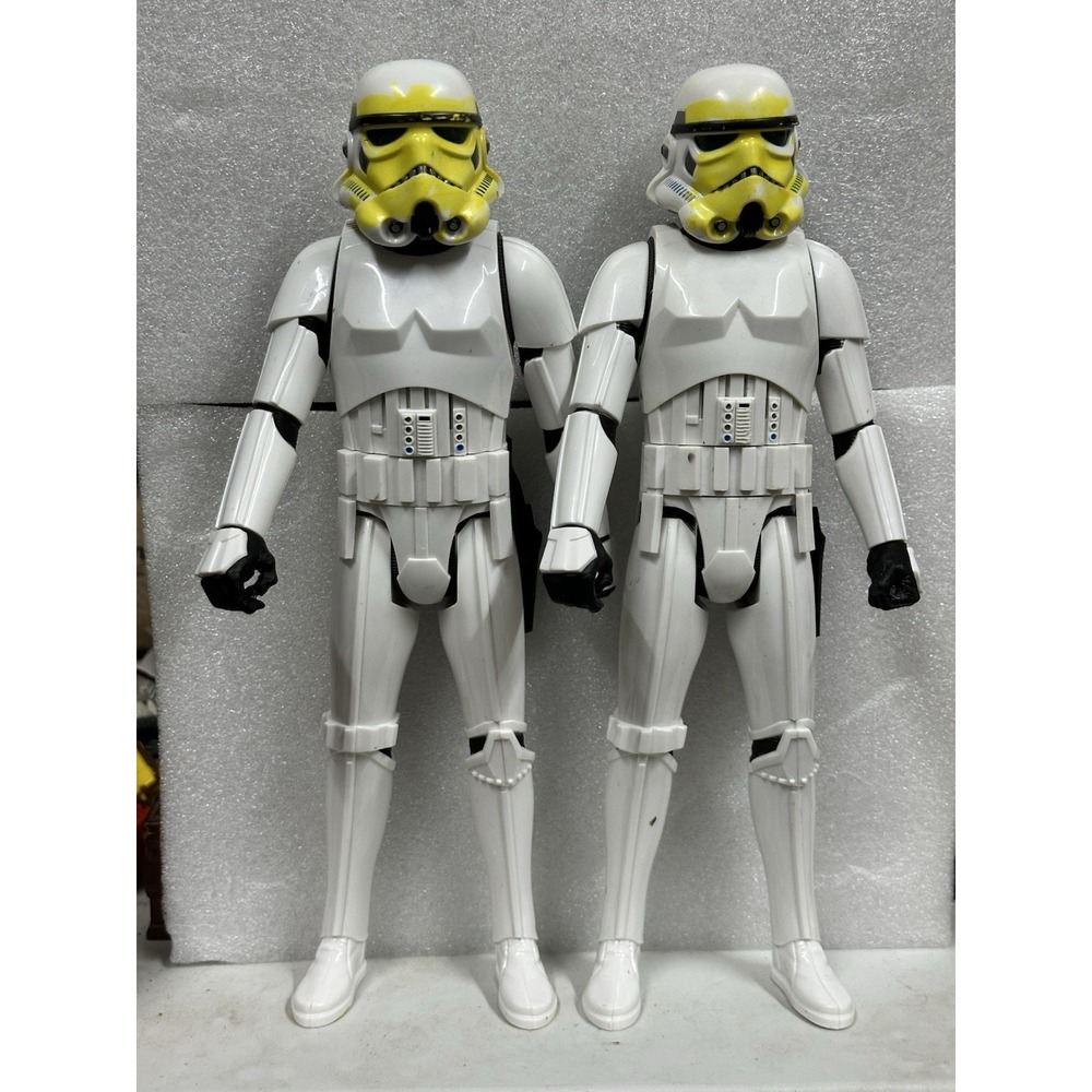 Lot of 2 Star Wars Stormtrooper Action Figures Yellow Helmet 12 Inch Tall‎ Toys